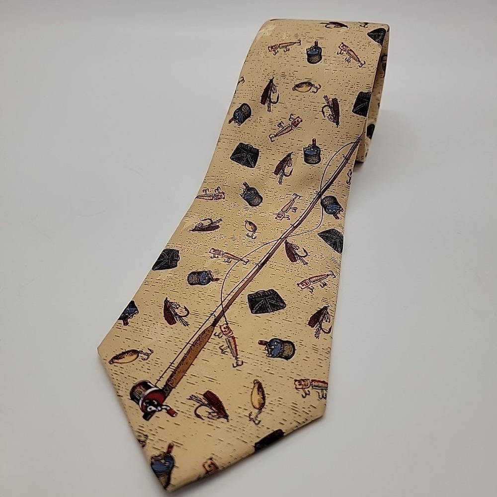 Tango By Max Raab Americana Series Fishing Rods Reels & Flies 100% Silk Neck Tie